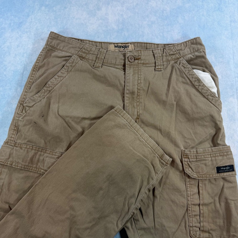 Wrangler Cargo Pants Mens 32x32 Tan Good Straight Leg Utility Workwear